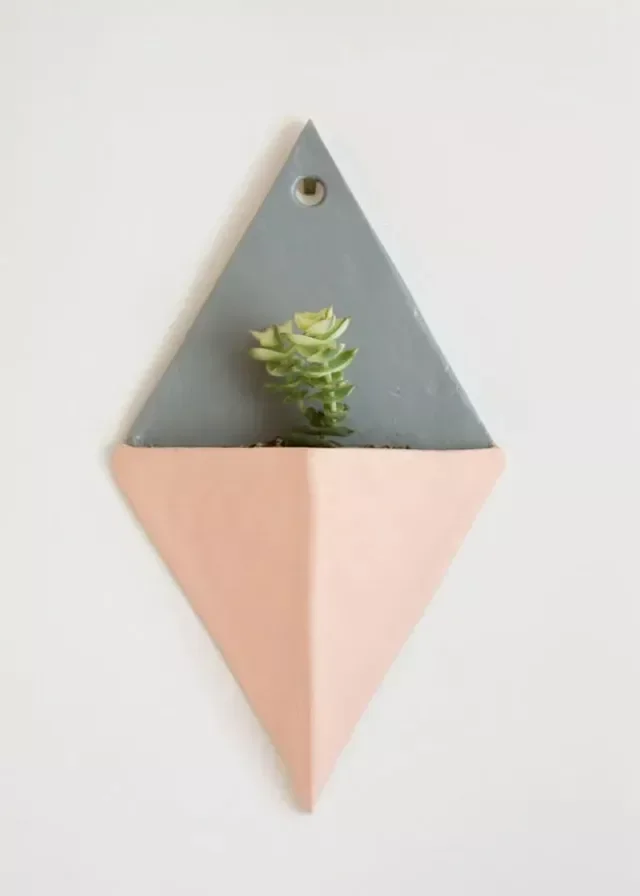 30 Creative DIY Wall Planter Projects to Transform Your Space Geometric Clay Wall Planter