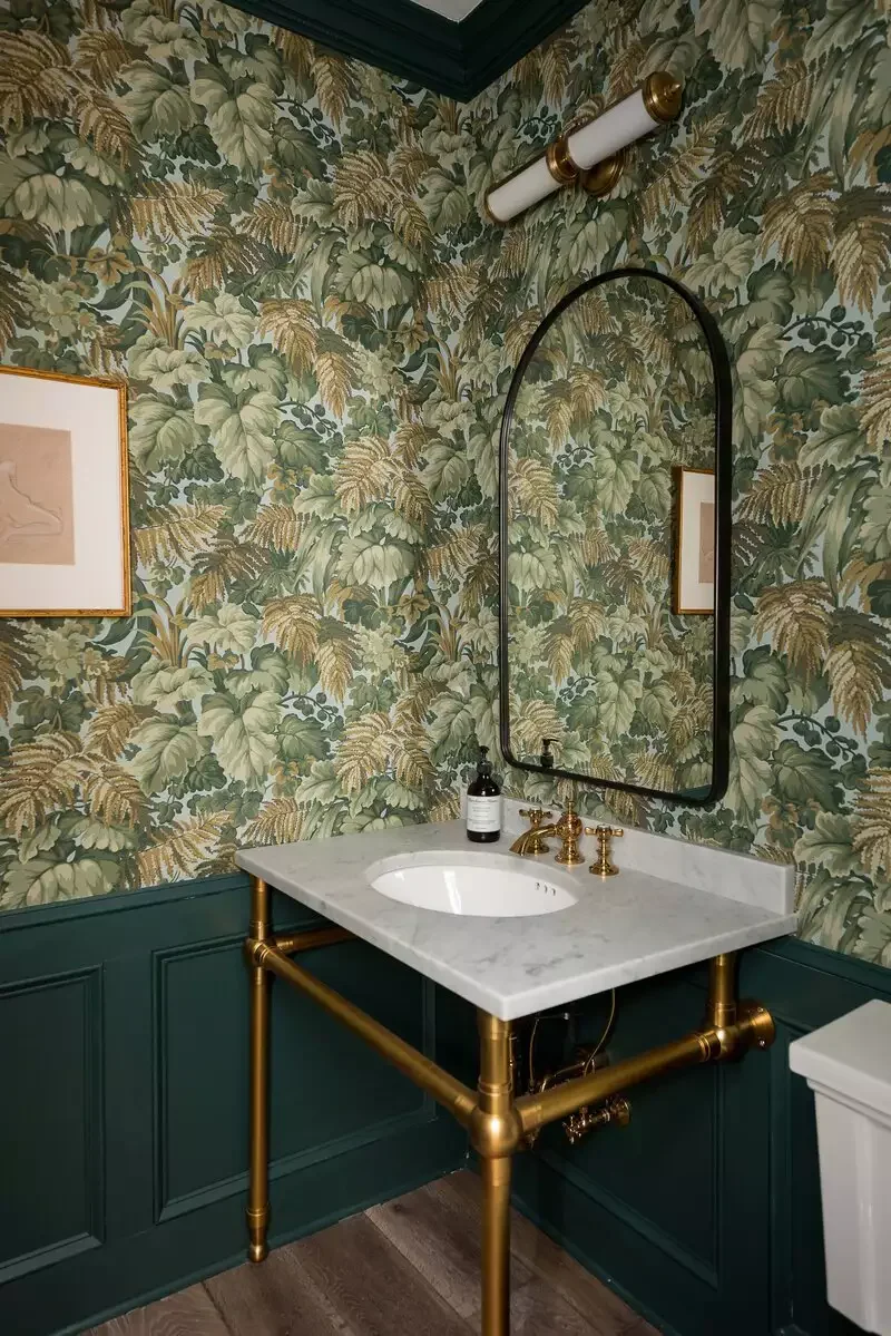50 Dramatic Dark Bathroom Ideas to Transform Your Space 43 Give It a Botanical Touch