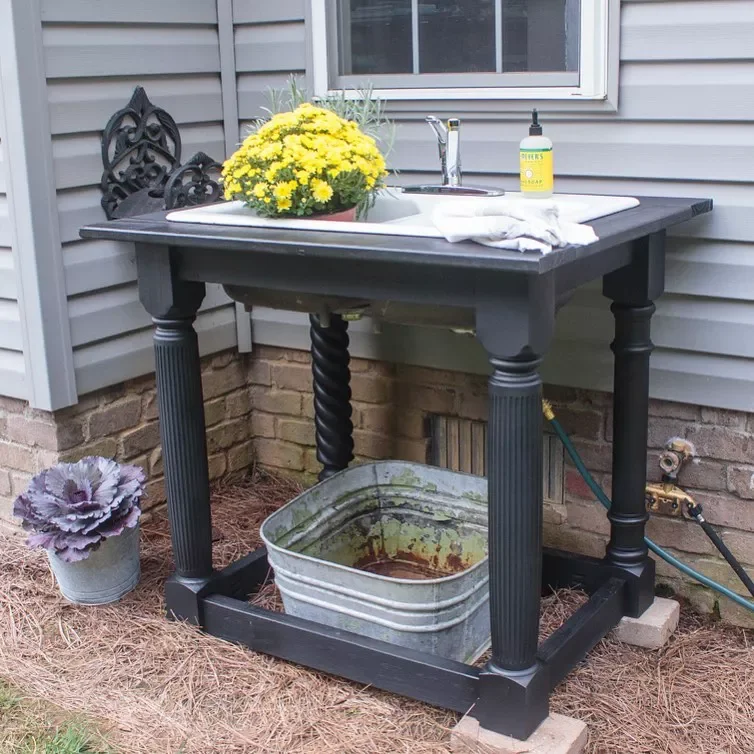 12 Brilliant Outdoor Sink Ideas That Will Transform Your Backyard 6 Give a Cast Iron Sink New Life
