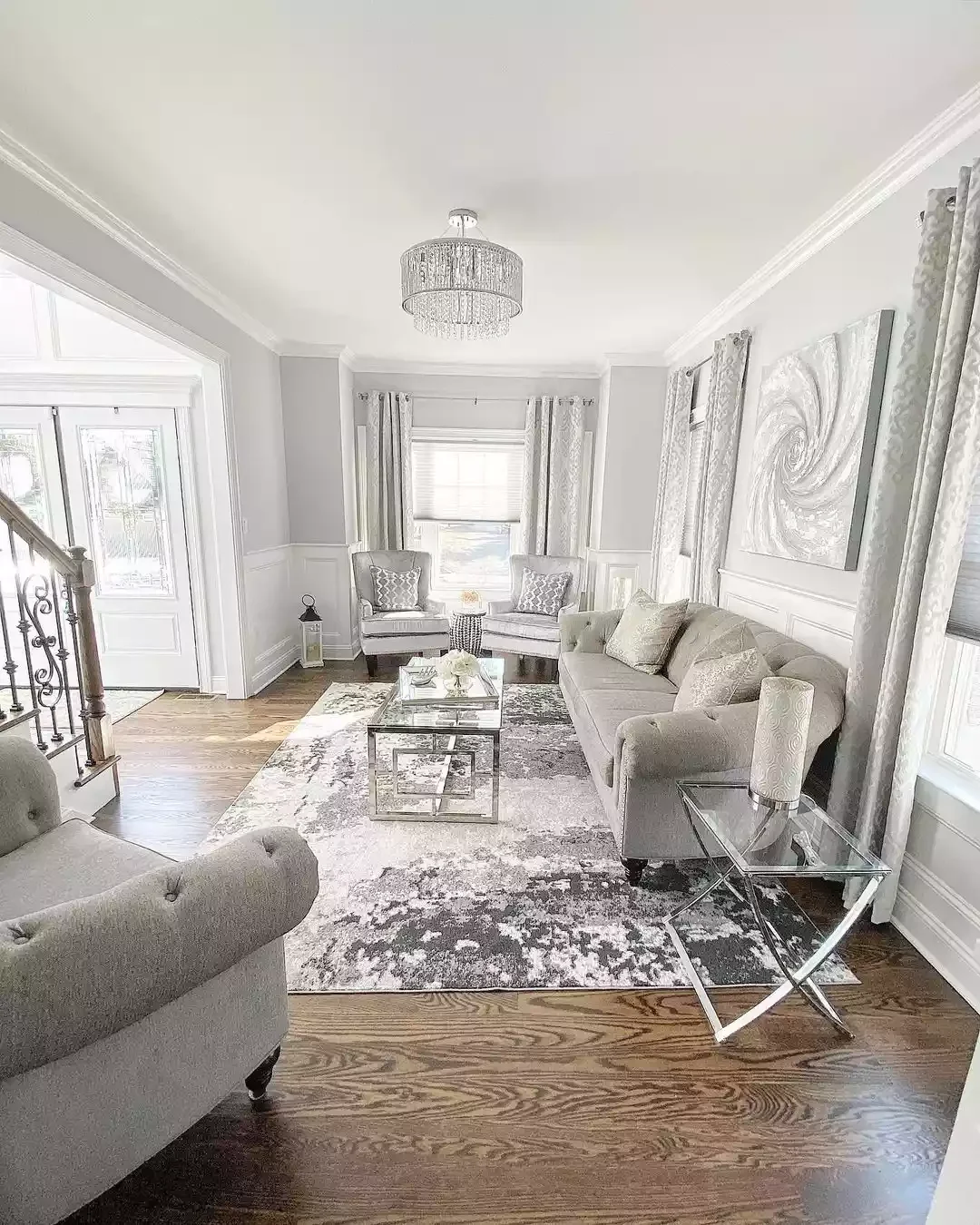 43 Stunning Gray Living Room Ideas That Create the Perfect Serene Haven 14 Glam Gray Living Room