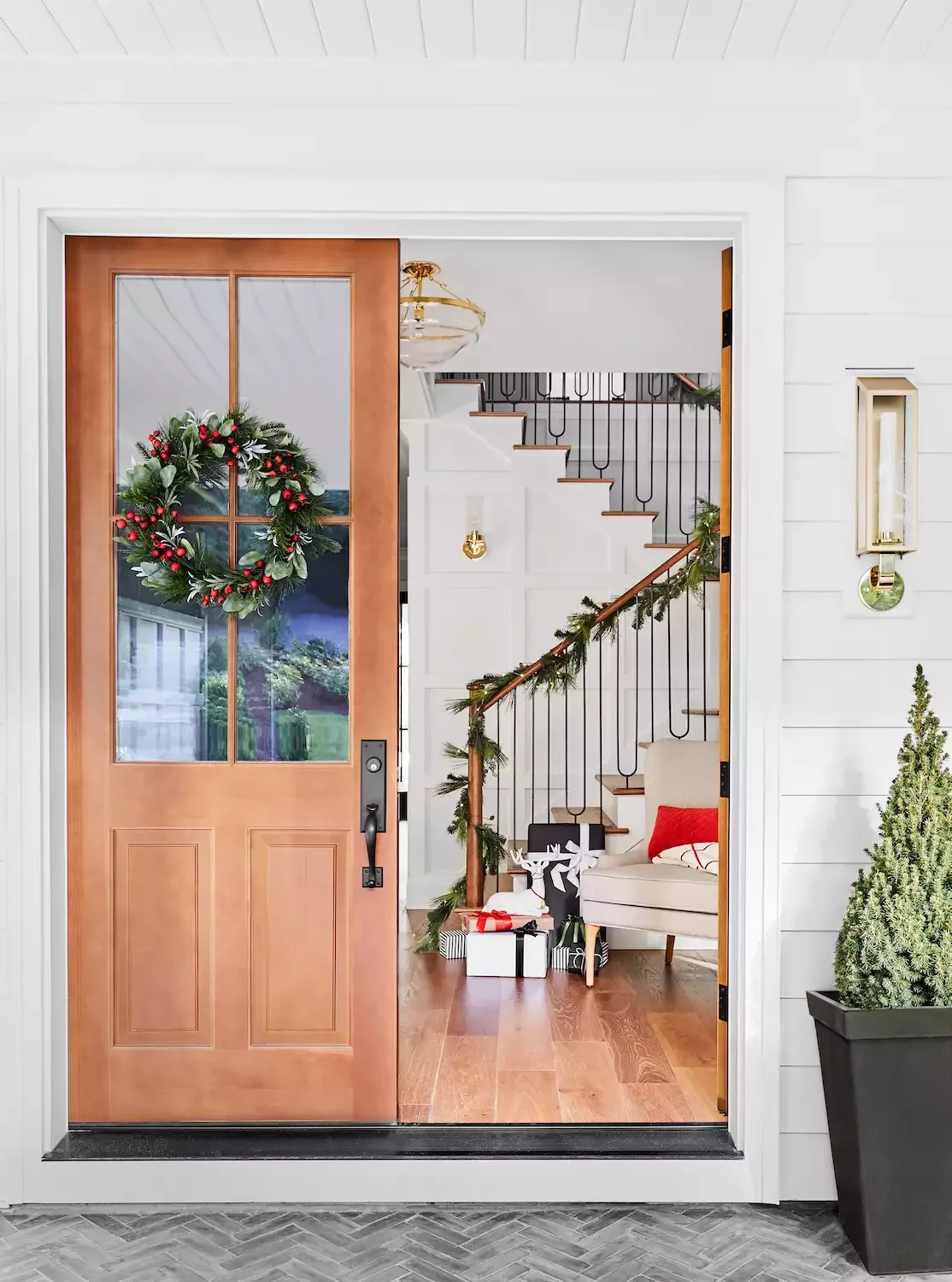 75 Stunning DIY Holiday Wreath Ideas to Transform Every Space in Your Home 71 Glass Pane Door Wreath