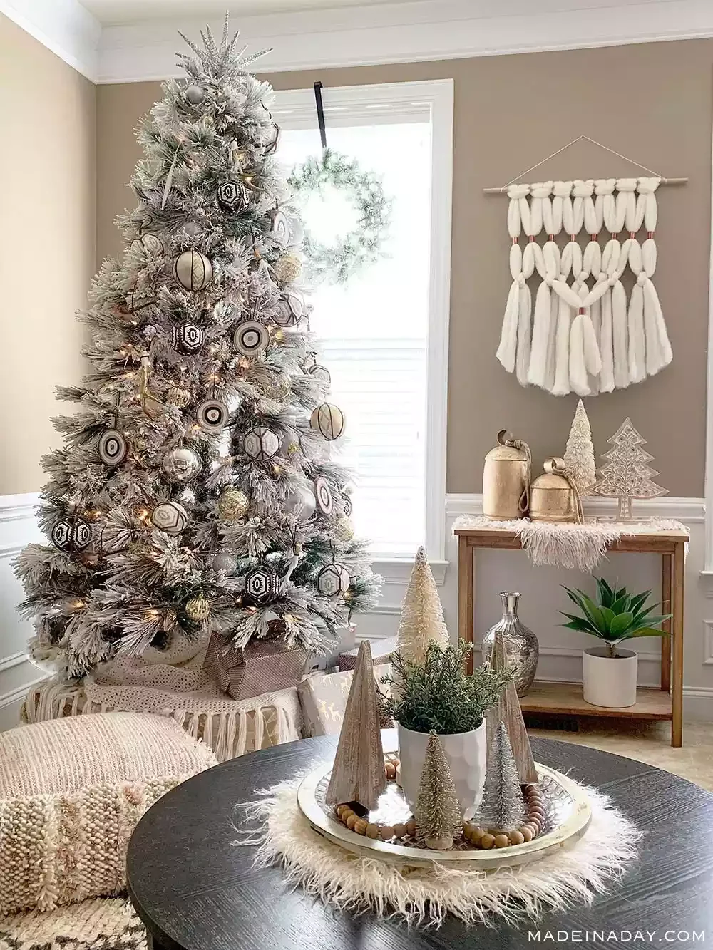 27 Stunning Flocked Christmas Tree Ideas That Transform Your Holiday Decor 1 Go Boho-Style