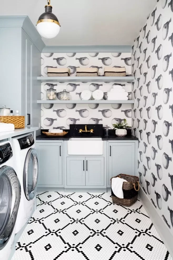 26 Creative Basement Laundry Room Ideas to Transform Your Space Go Bold With Wallpaper