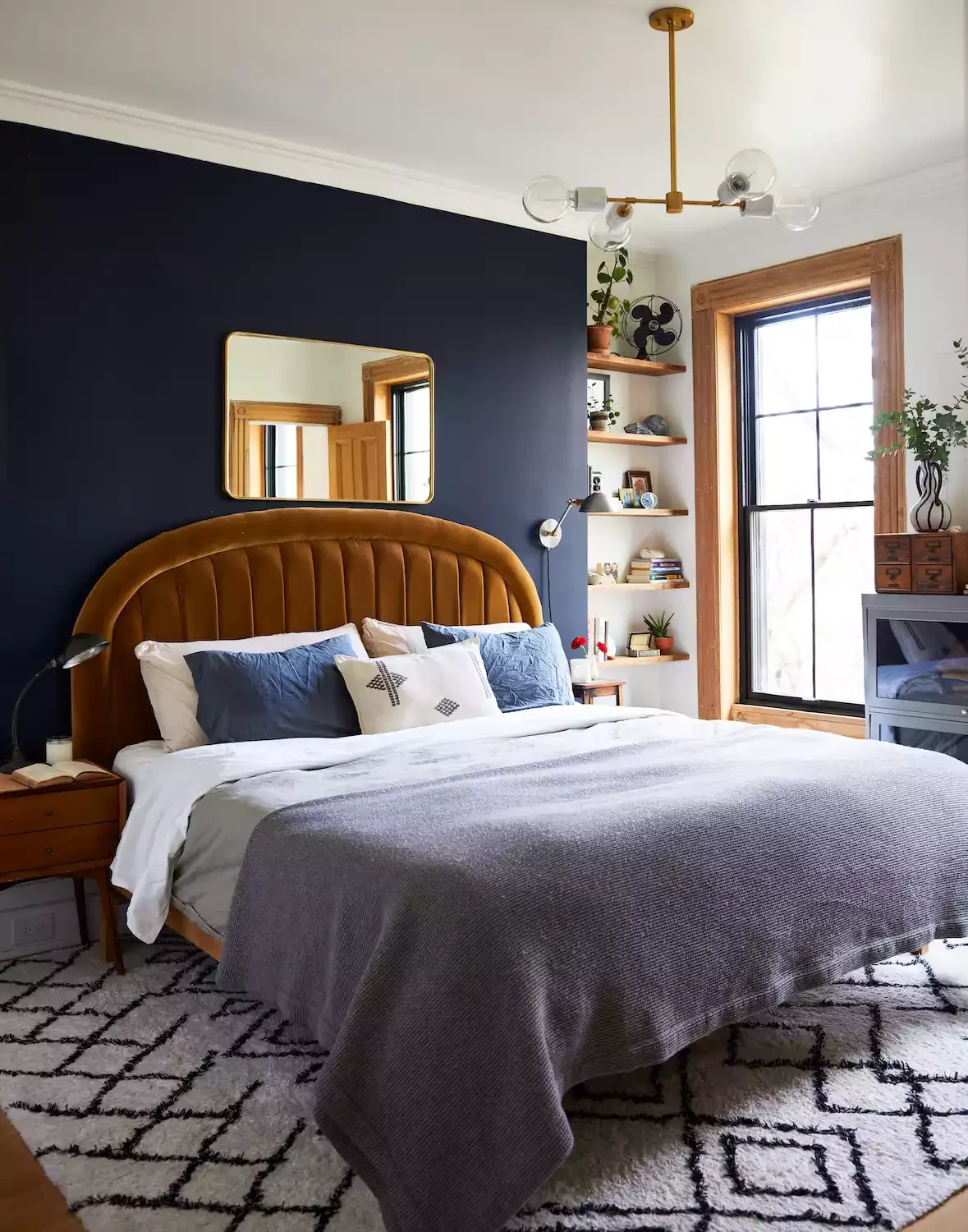 55 Stunning Blue Bedroom Ideas to Transform Your Space Into a Peaceful Haven 29 Go Dark With Midnight Blue