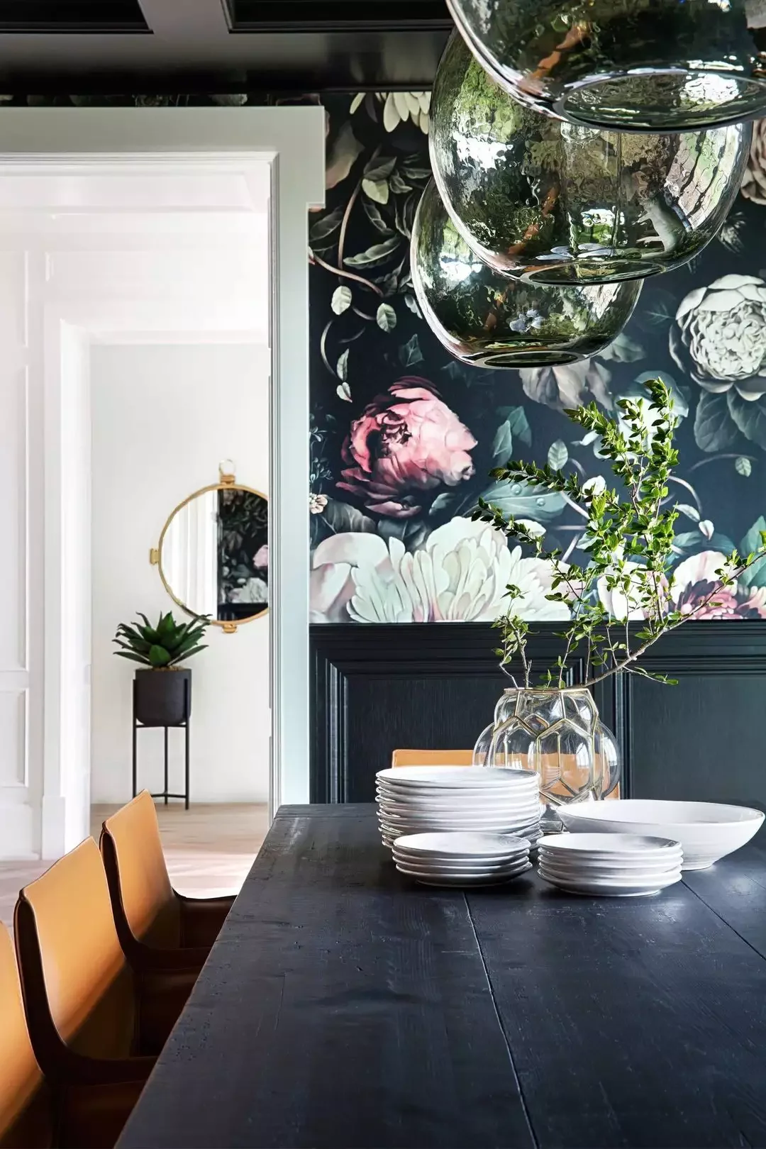40 Stunning Black Dining Room Ideas to Transform Your Space 6 Go With Bold Wallpaper
