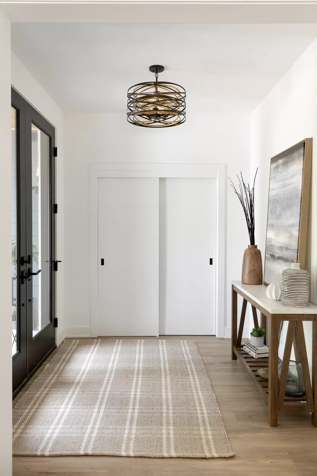 40 Stunning Entryway Lighting Ideas That Will Transform Your Home's First Impression Go for a Two-Toned Fixture