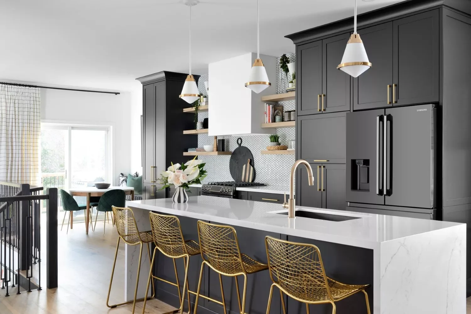 42 Gray Kitchen Ideas That Prove This Neutral Never Goes Out of Style Gold Accents