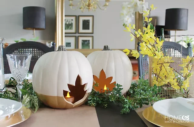 77 Creative Pumpkin Carving Ideas That'll Transform Your Fall Decorating Game 45 Gold Dipped Pumpkin