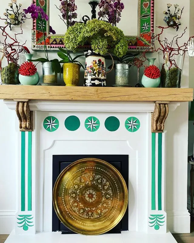 36 Stunning Painted Fireplace Ideas to Transform Your Living Space 24 Grab Those Stencils