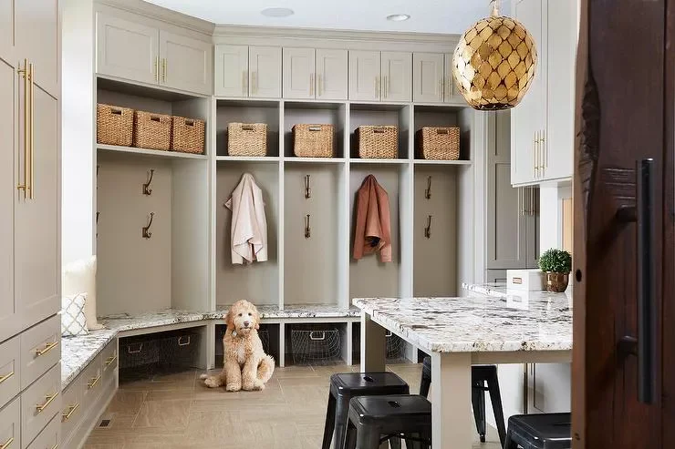 25 Stunning Mudroom Bench Ideas That Combine Style and Storage 22 Granite Mudroom Storage Bench