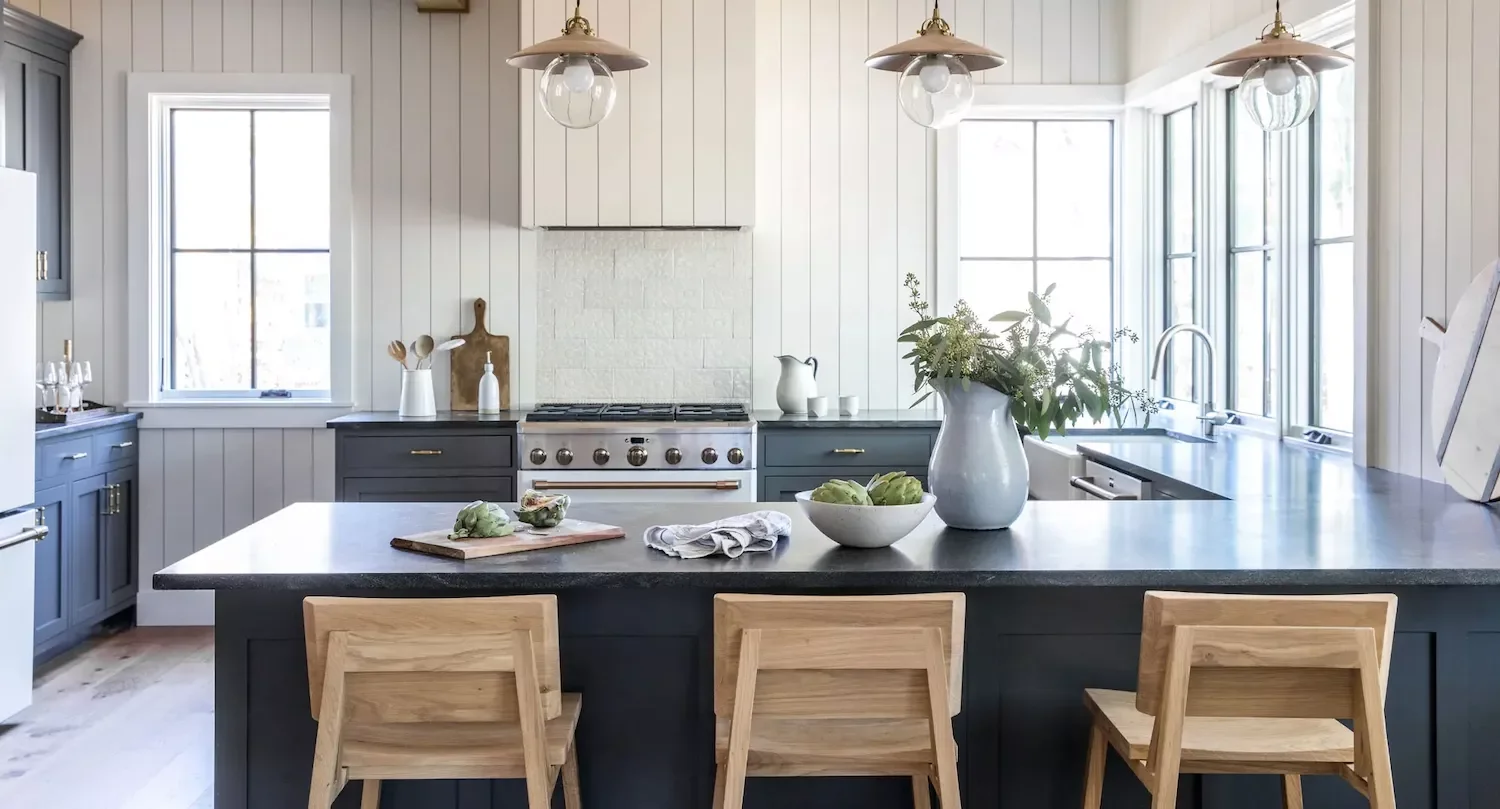 32 Stunning Blue Kitchen Design Ideas That Will Transform Your Space Gray-Blue Base Cabinets