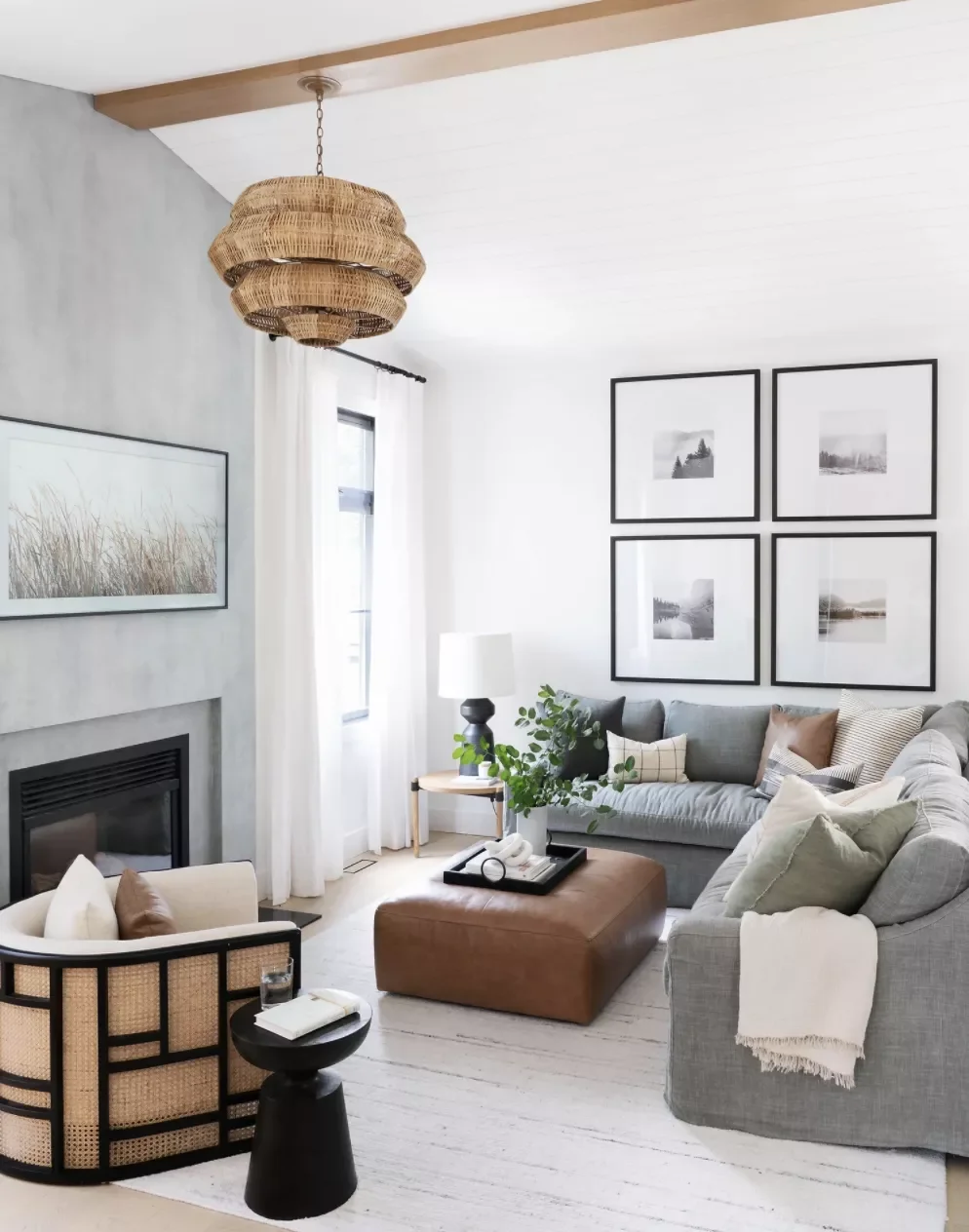 43 Stunning Gray Living Room Ideas That Create the Perfect Serene Haven 42 Gray Plaster Fireplace Wall