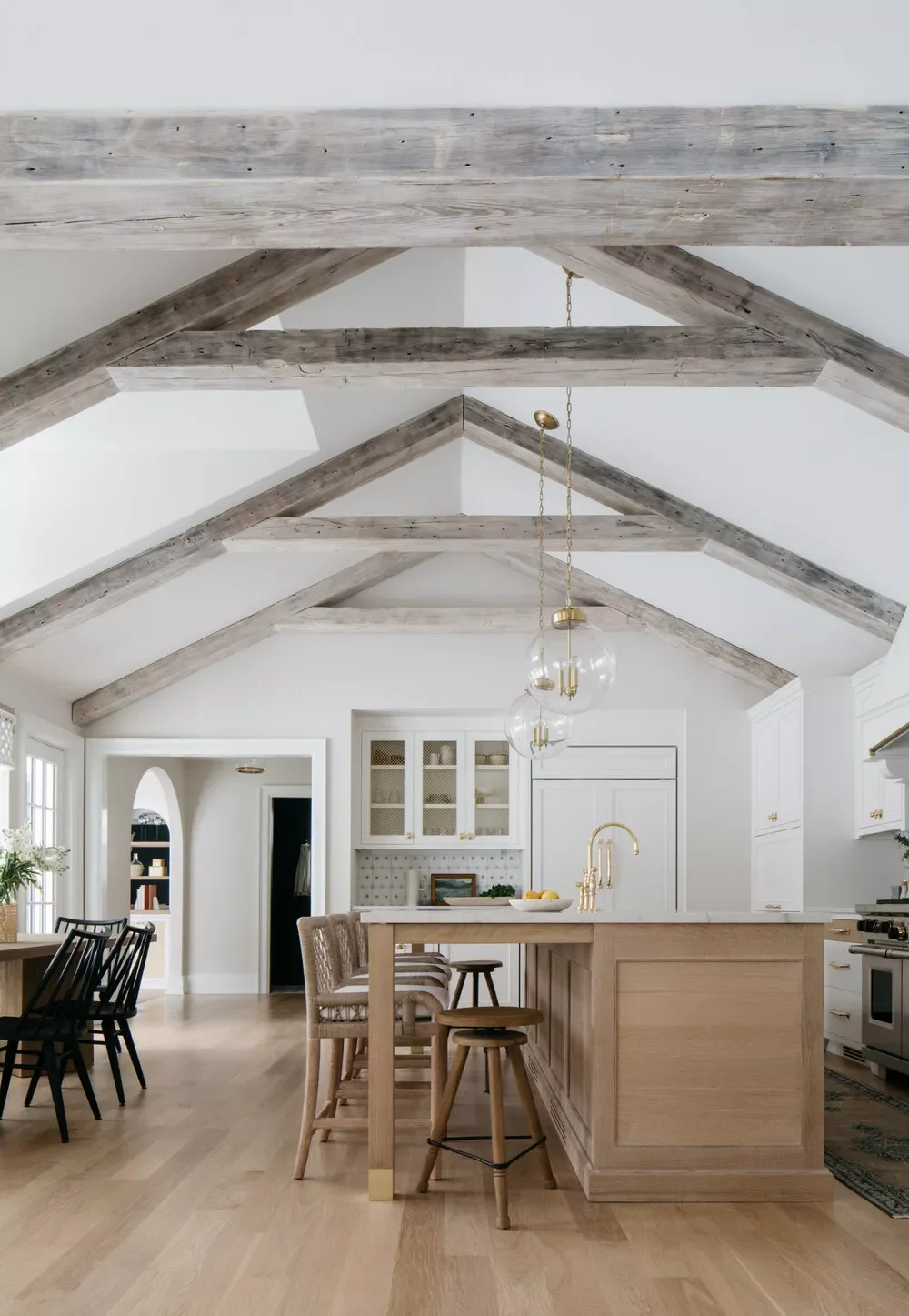 42 Gray Kitchen Ideas That Prove This Neutral Never Goes Out of Style Gray Stained Ceiling Beams
