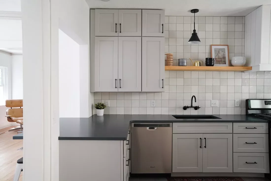 42 Gray Kitchen Ideas That Prove This Neutral Never Goes Out of Style Gray Zellige Tile