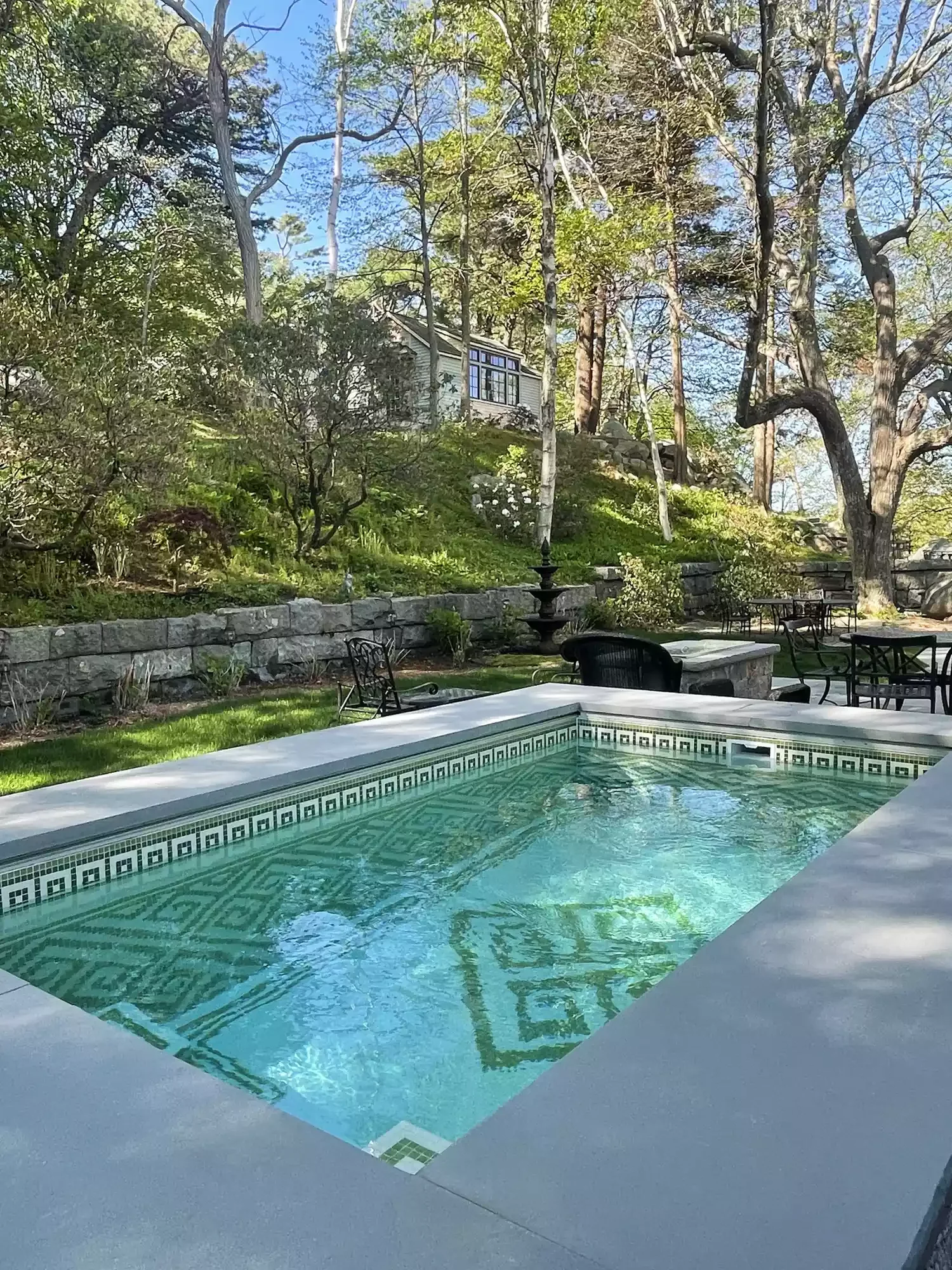 20 Stunning Pool Tile Ideas to Transform Your Swimming Area 4 Greek Key Mosaic Tile