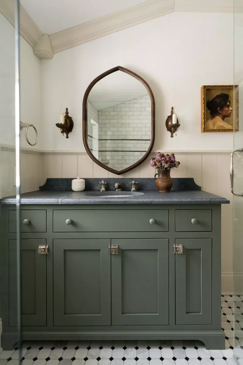 25 Compact Bathroom Vanity Ideas That Maximize Style and Storage 26 Green Painted Bathroom Vanity