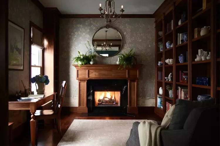 32 Living Room Mantle Decor Ideas That Add Style and Warmth 8 Greenery Atop a Wooden Mantel