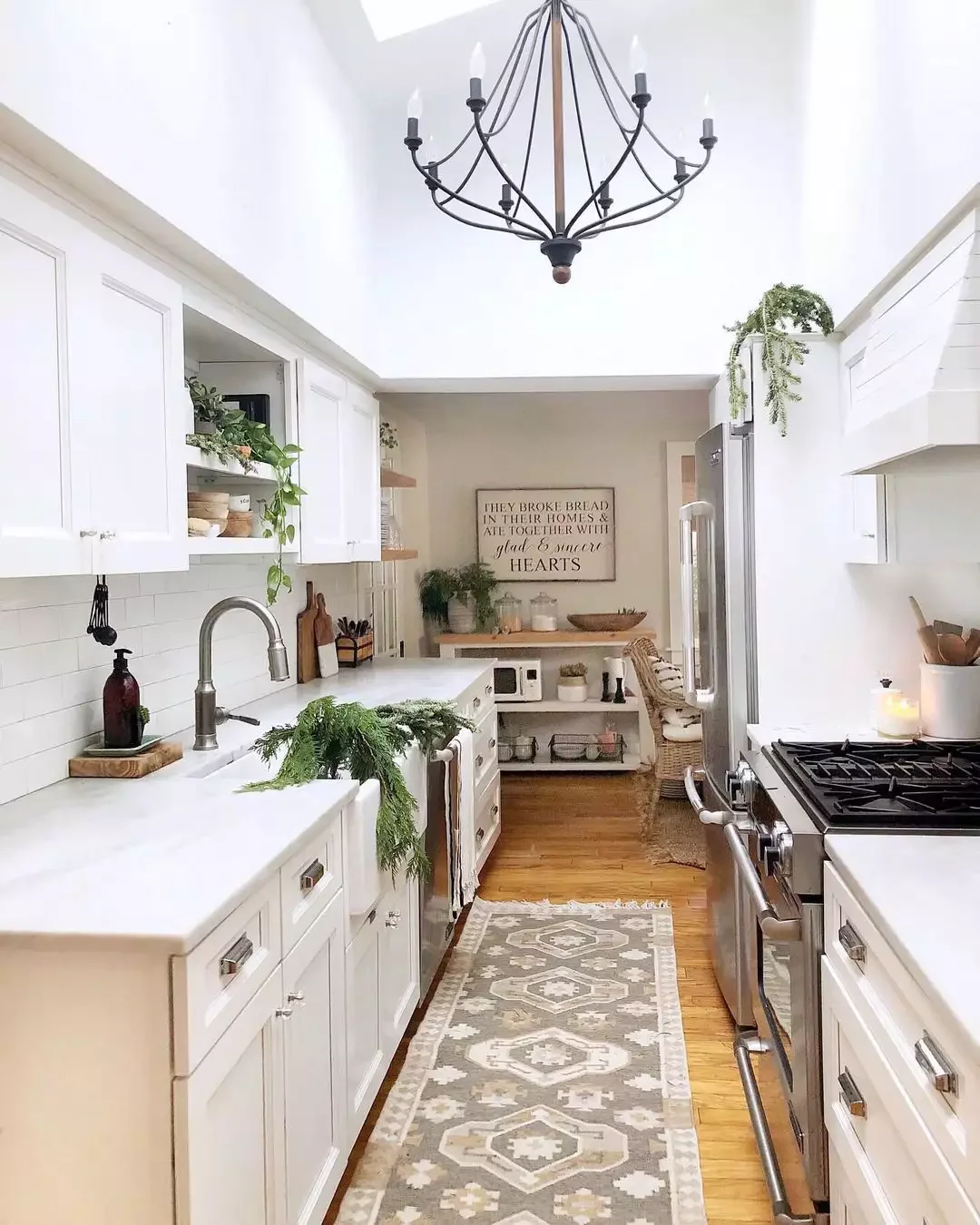 30 Budget-Friendly Small Galley Kitchen Ideas That Actually Work 7 Greenery in Small Galley Kitchen