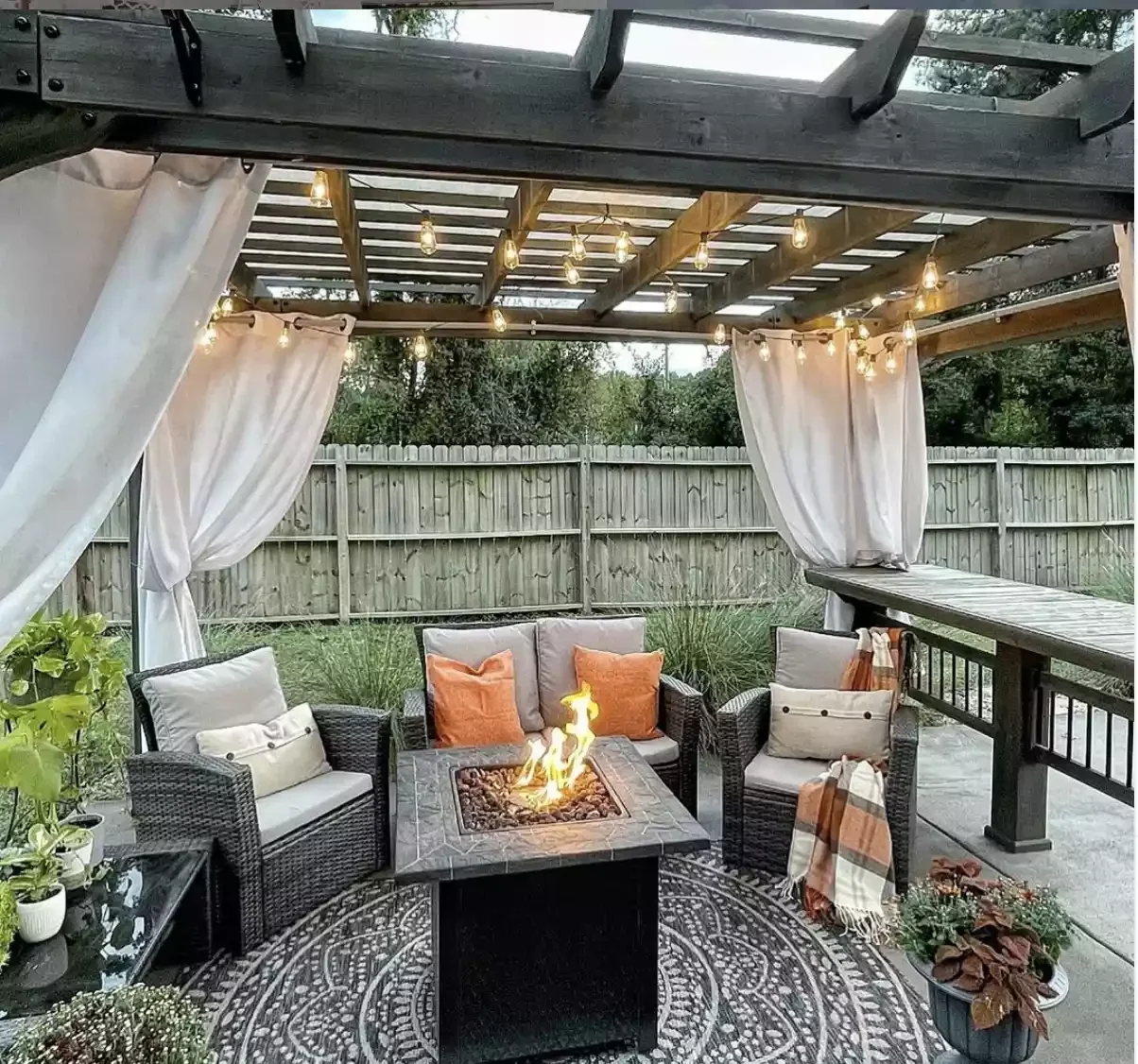 31 Stunning Pergola Ideas to Transform Your Backyard Into a Stylish Retreat 14 Grid Pergola With String Lights