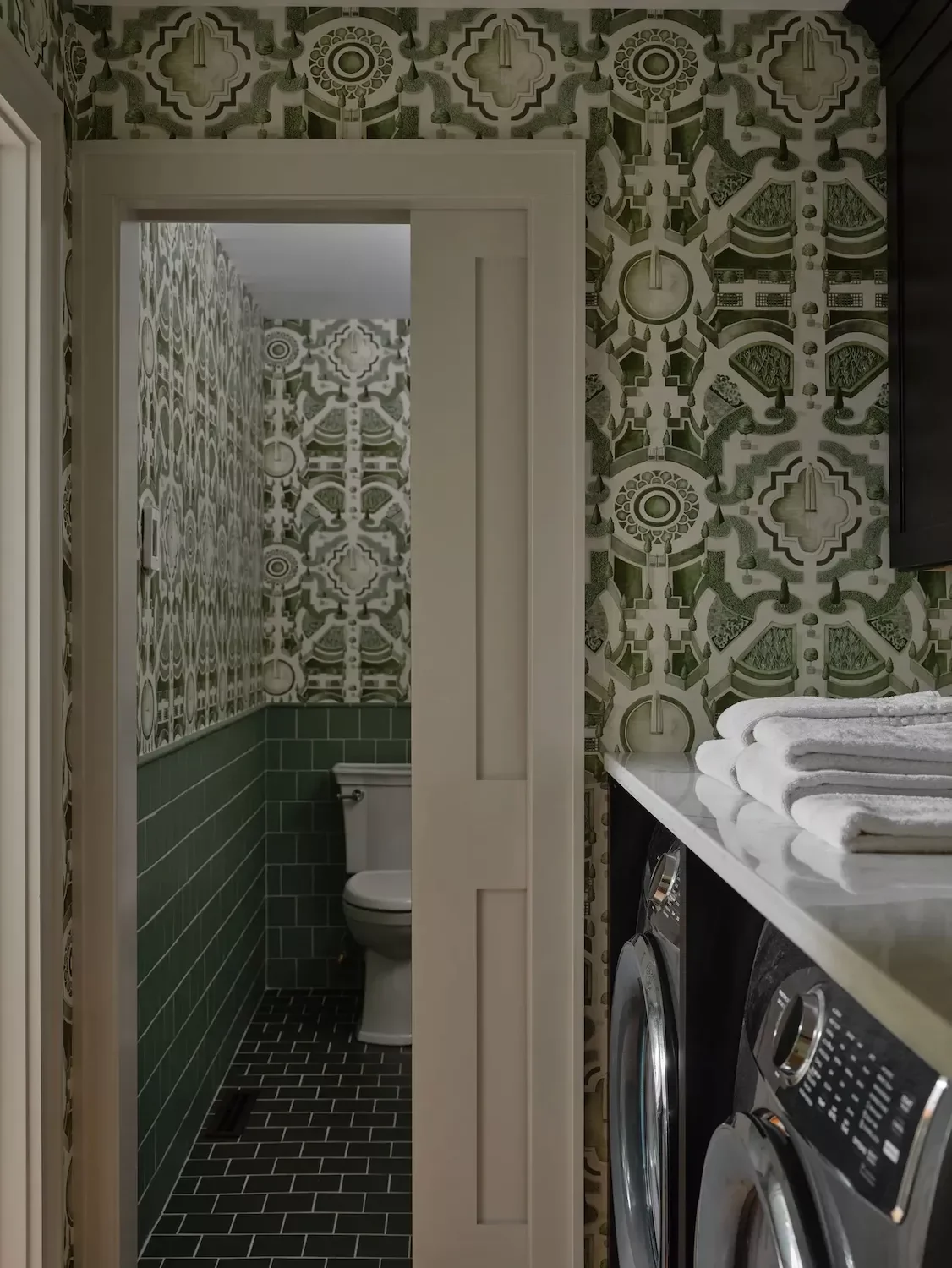 32 Powder Room Design Ideas That Turn Your Small Space Into a Style Statement Half Bath Pocket Door