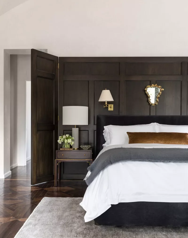 42 Stunning Half-Wall Paneling Ideas to Transform Your Home 16 Half-Wall Paneled Headboard