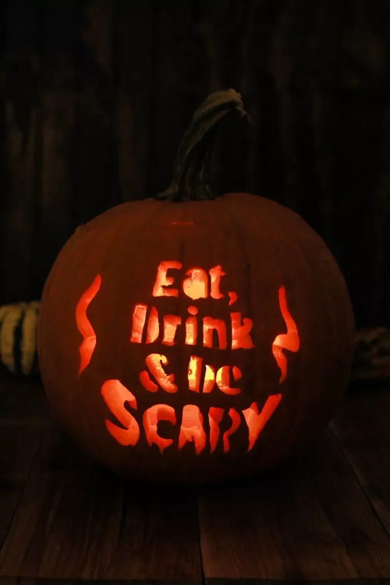 77 Creative Pumpkin Carving Ideas That'll Transform Your Fall Decorating Game 14 Halloween Phrase Pumpkin