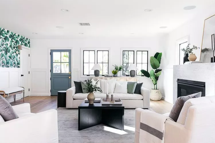25 Stunning White Living Room Ideas That Transform Your Space 4 Hang Accent Wallpaper