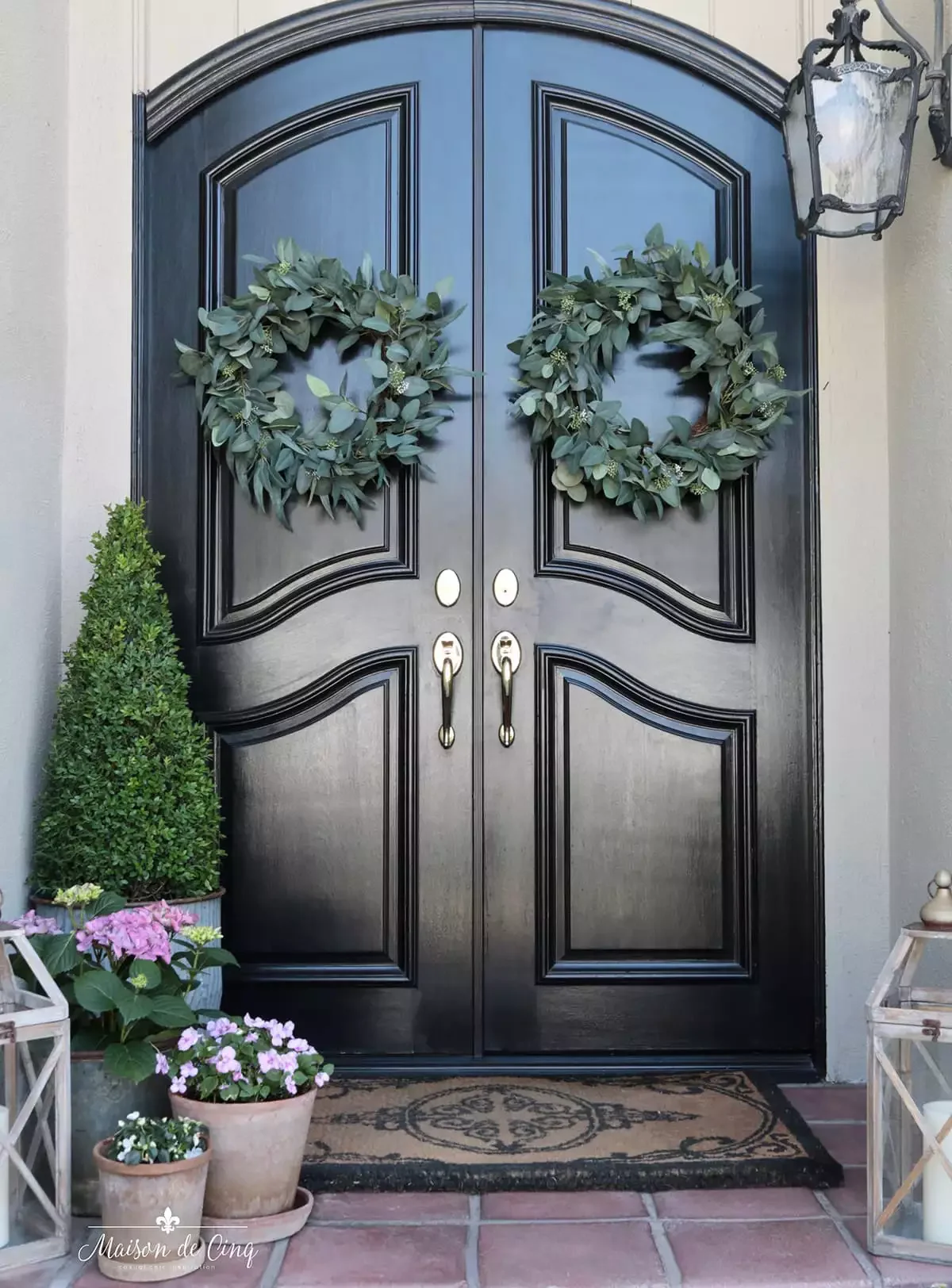 39 Stunning Front Door Decor Ideas to Welcome Every Season Hang All-Season Greenery