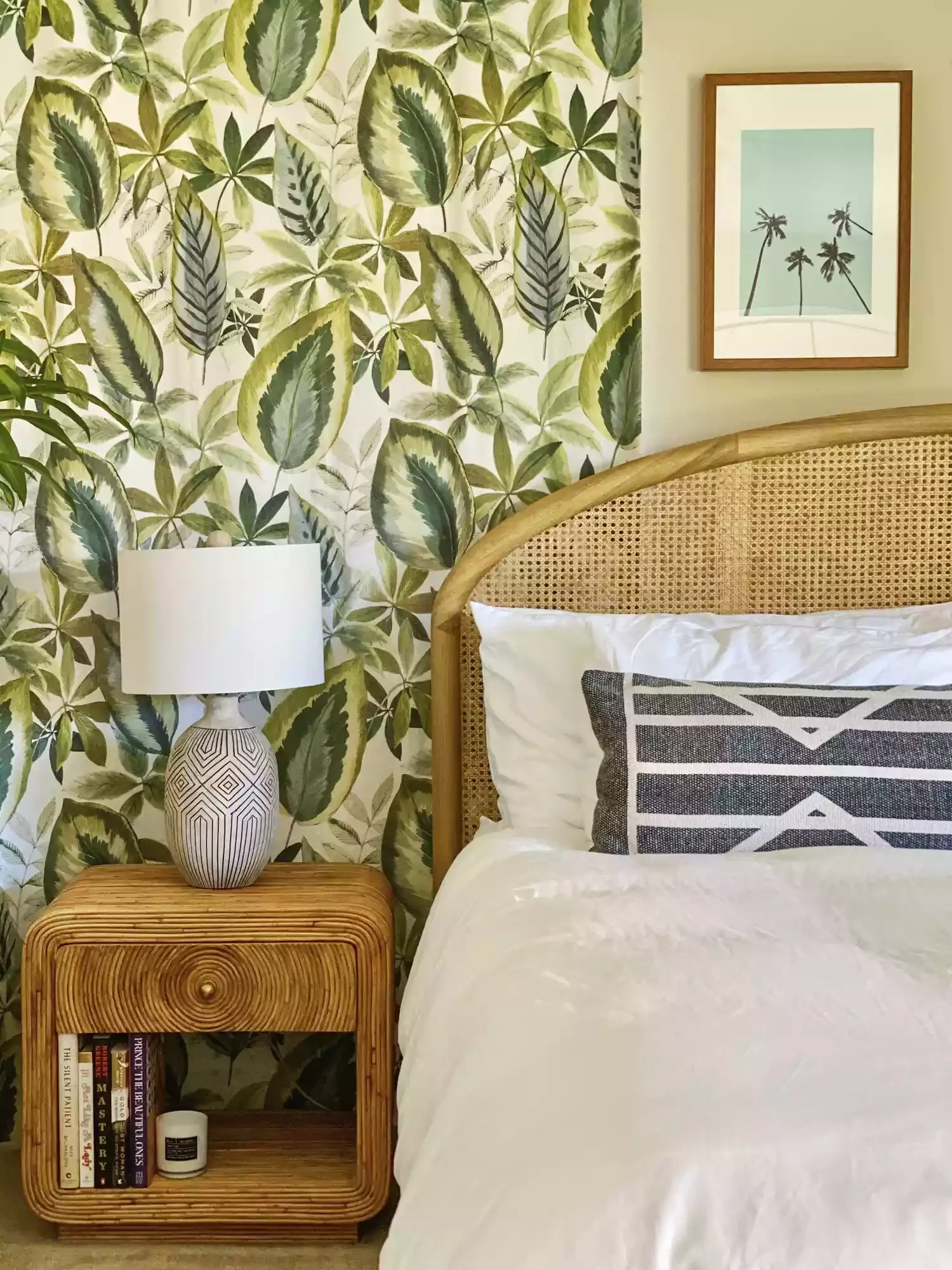 48 Bohemian Bedroom Ideas That Feel Effortlessly Chic and Personal 36 Hang Botanical Wallpaper
