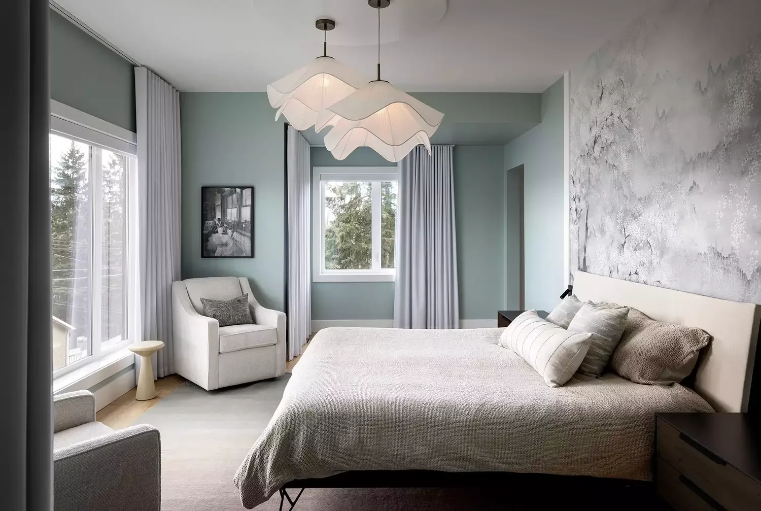 77 Bedroom Design Ideas That Perfectly Balance Personal Style and Sophistication Hang Double Pendants