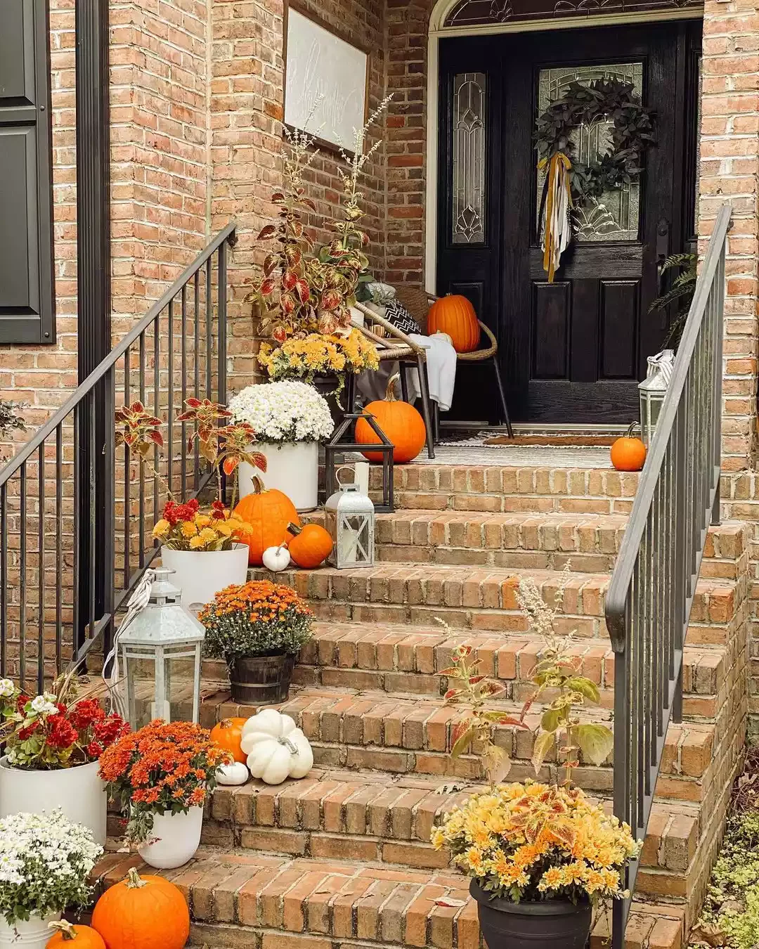 52 Autumn Front Porch Ideas That Will Transform Your Home's Entrance This Fall 13 Hang Fall Ribbons on a Wreath