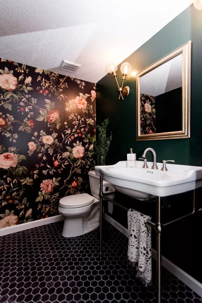 27 Creative Basement Bathroom Ideas That'll Transform Your Lower Level 3 Hang Floral Wallpaper