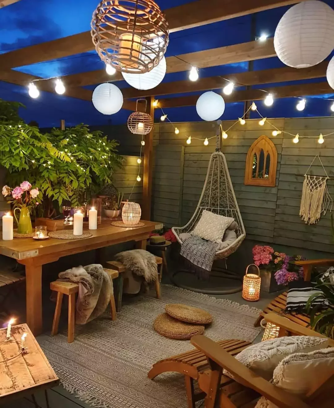 37 Budget Backyard Ideas That Create a Stunning Retreat Hang Lanterns and Lights