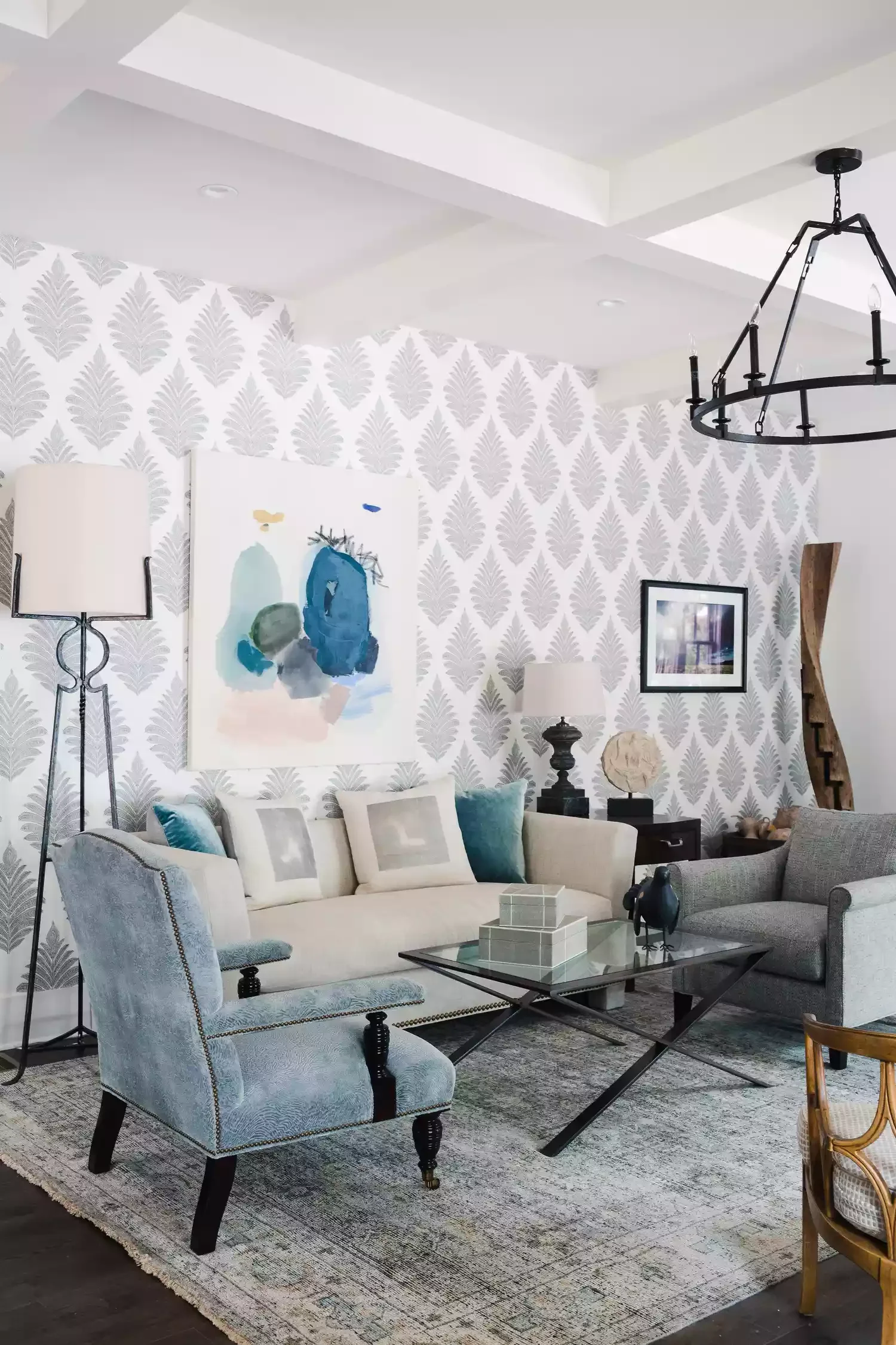 50 Elegant Living Room Ideas That Feel Warm and Inviting 14 Hang Patterned Wallpaper