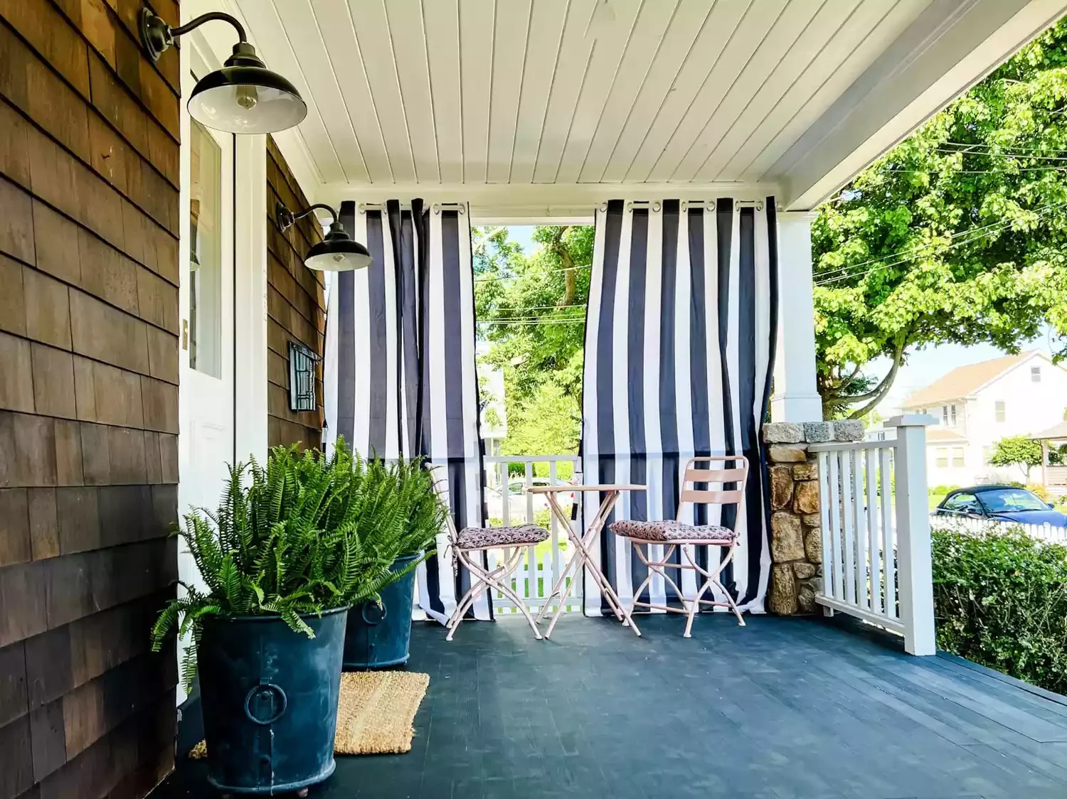 47 Stunning Modern Front Porch Ideas That Will Transform Your Home's Curb Appeal 39 Hang Privacy Curtains