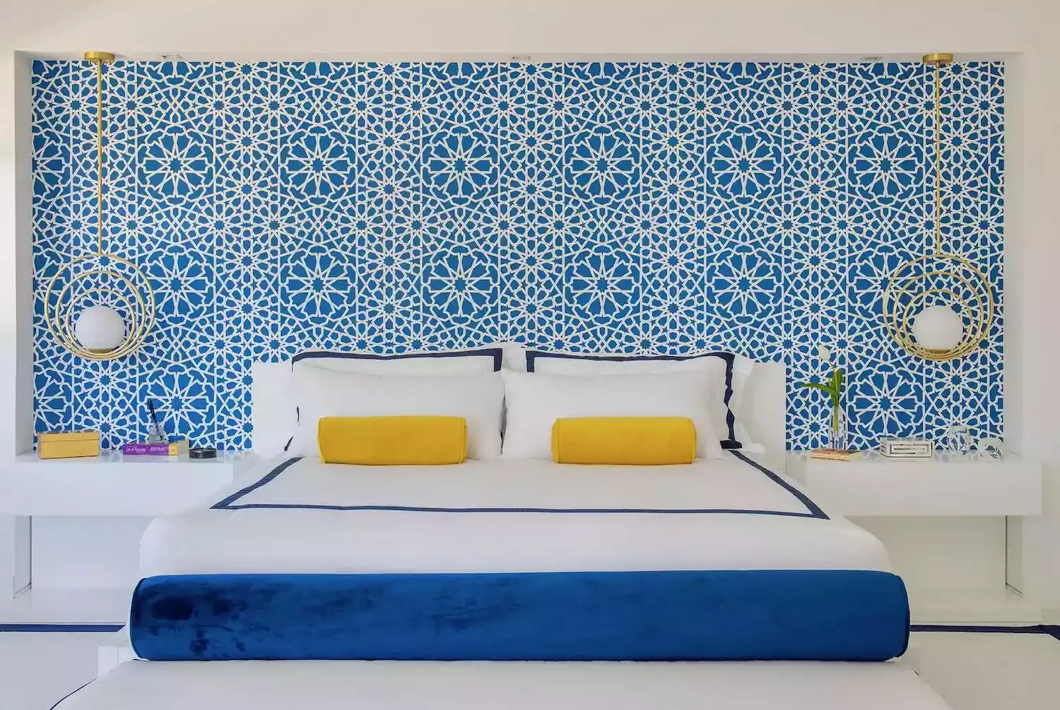 55 Stunning Blue Bedroom Ideas to Transform Your Space Into a Peaceful Haven 12 Hang Royal Blue Wallpaper
