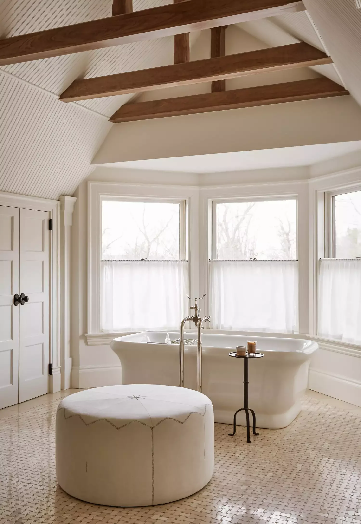 22 Simple White Bathroom Ideas That Make a Big Impact Hang Sheer Cafe Curtains