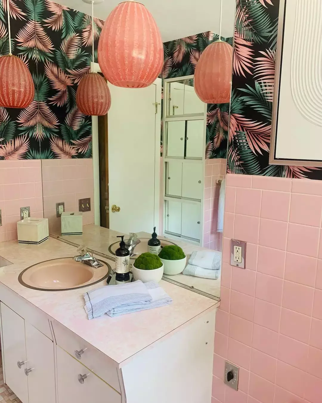 40 Stunning Pink Bathroom Ideas That Balance Playfulness with Elegance 36 Hang Some Lanterns