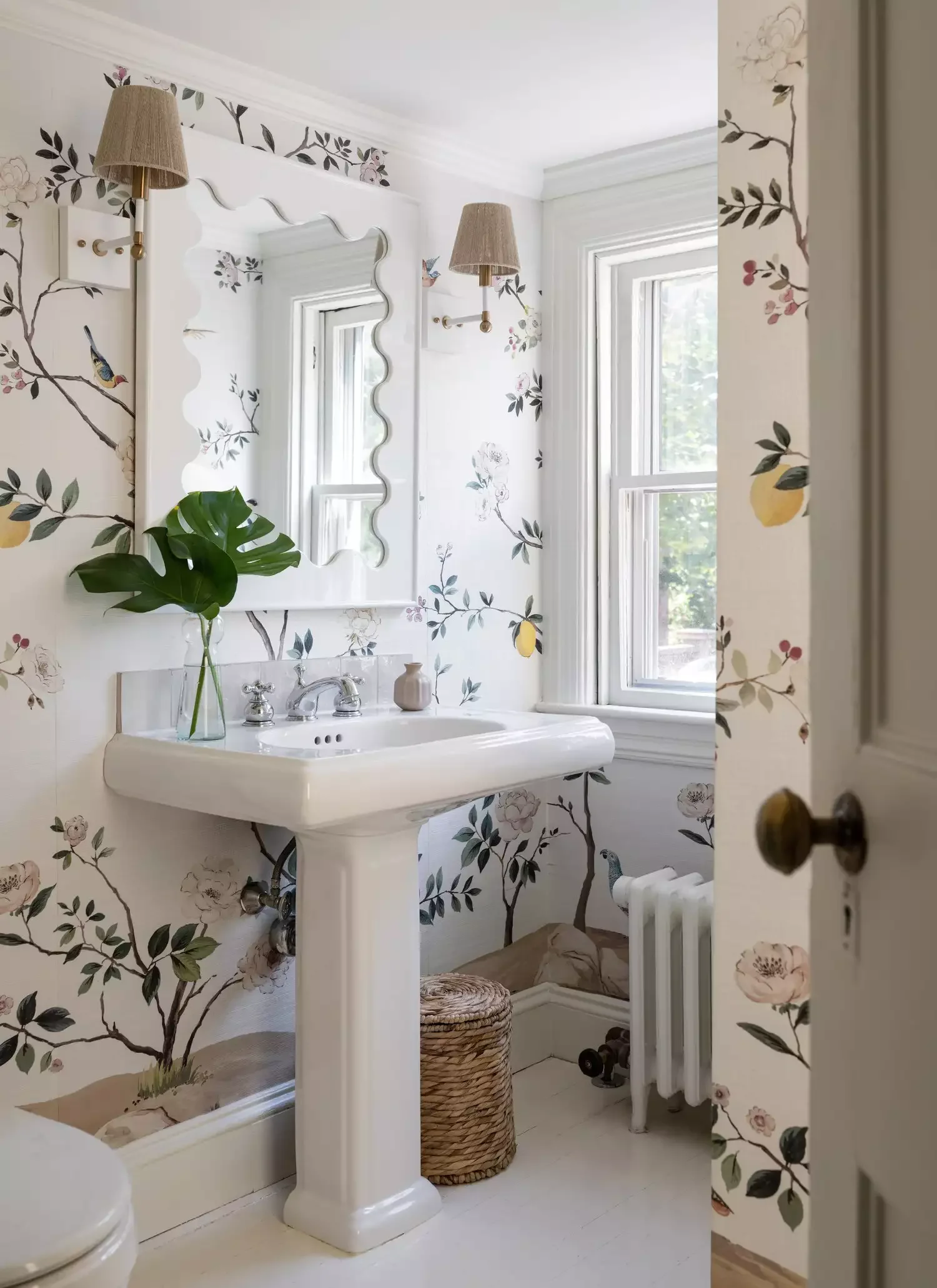 22 Simple White Bathroom Ideas That Make a Big Impact Hang Some Wallpaper