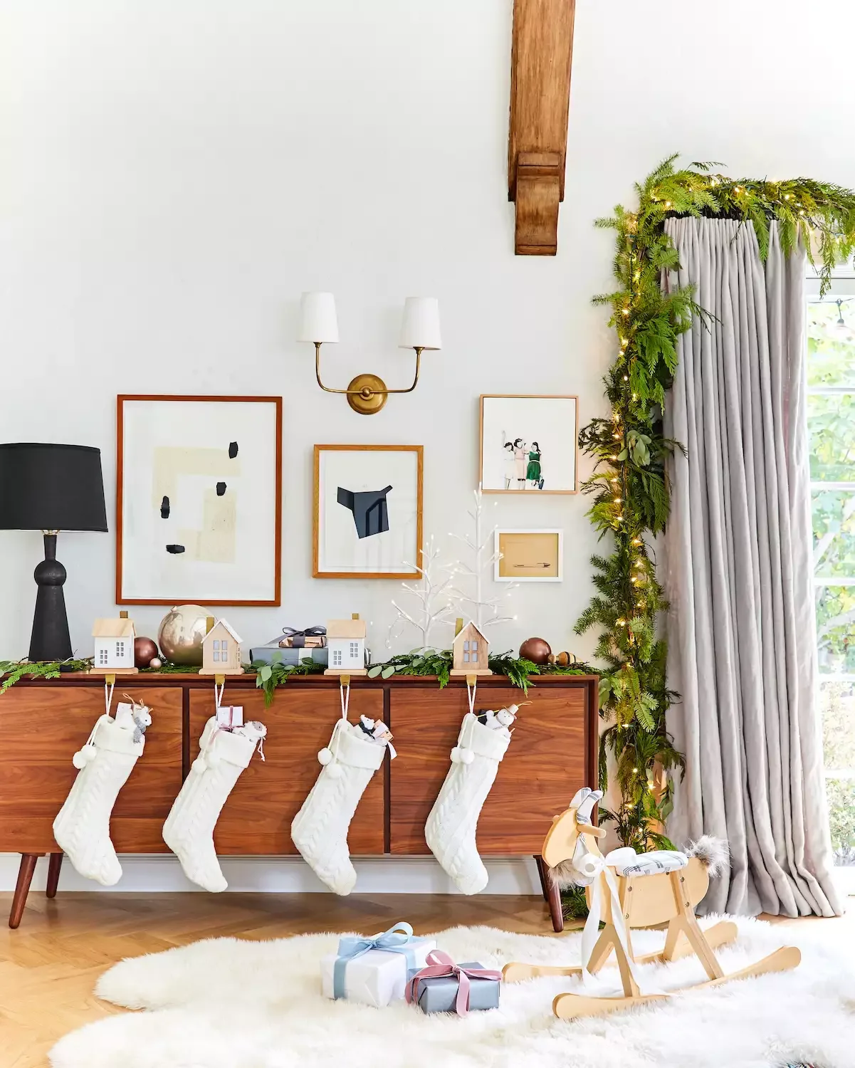 115 Stunning Christmas Decorating Ideas to Transform Your Home This Holiday Season Hang Stockings on Furniture