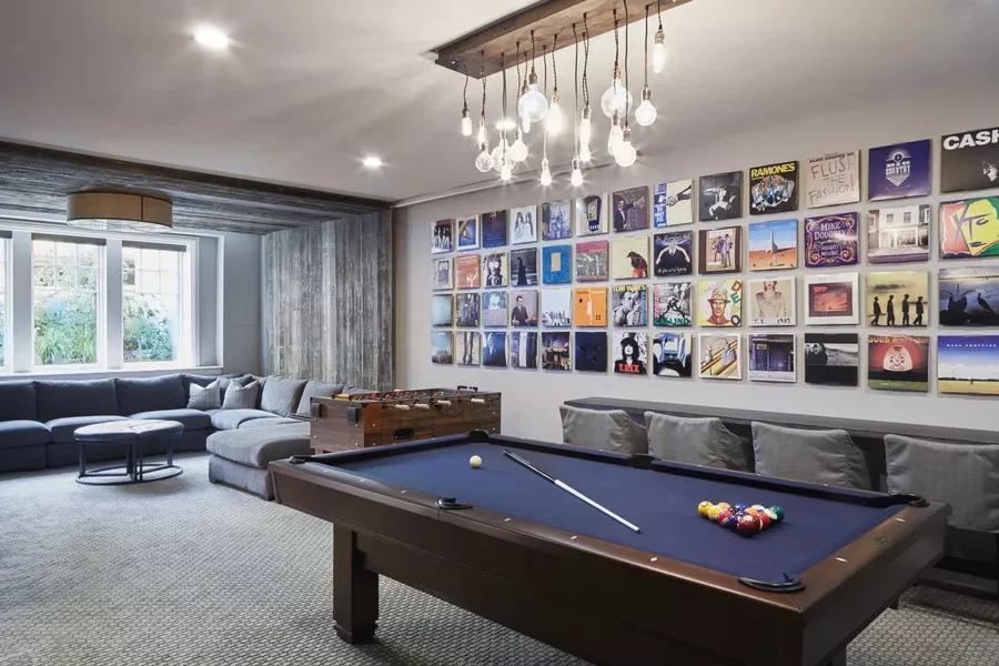 76 Brilliant Finished Basement Design Ideas That Actually Work Hang Up a Collection