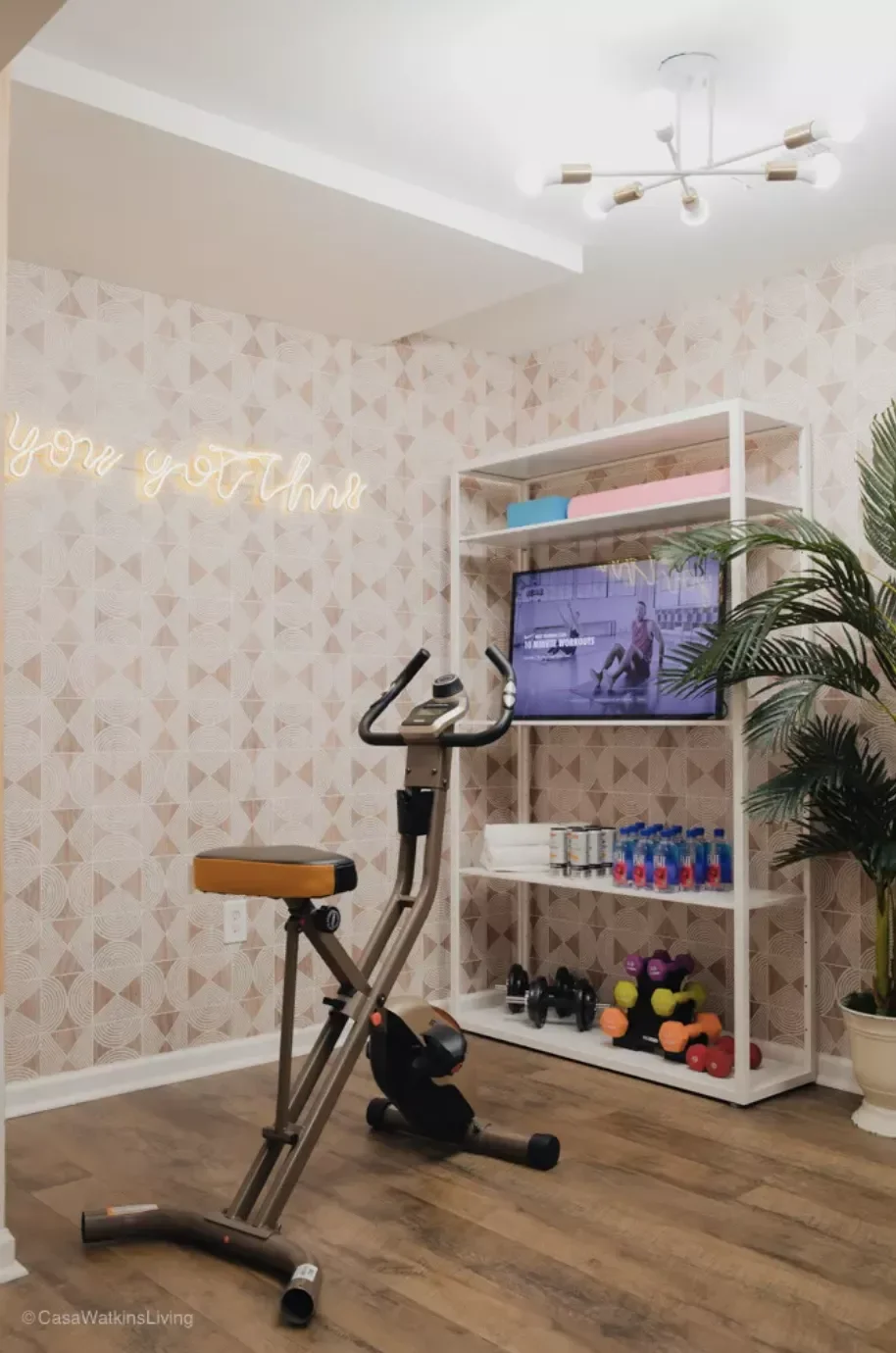 76 Brilliant Finished Basement Design Ideas That Actually Work Hang Wallpaper in the Fitness Area