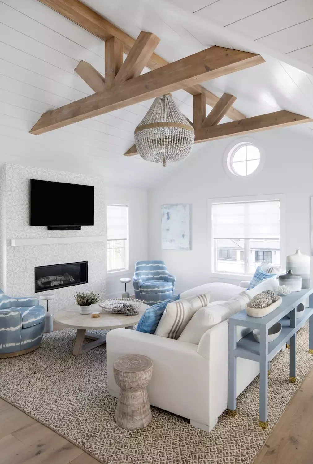 92 Living Room Styling Ideas That Will Transform Your Space Hang a Beaded Chandelier