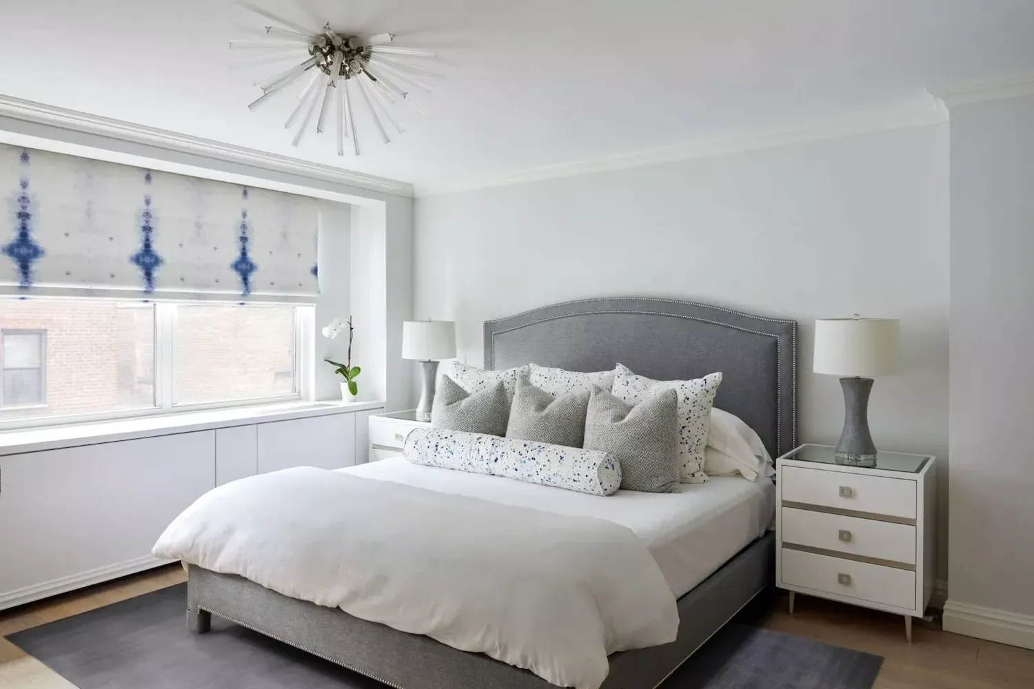 55 Stunning Blue Bedroom Ideas to Transform Your Space Into a Peaceful Haven 40 Hang a Blue Patterned Shade