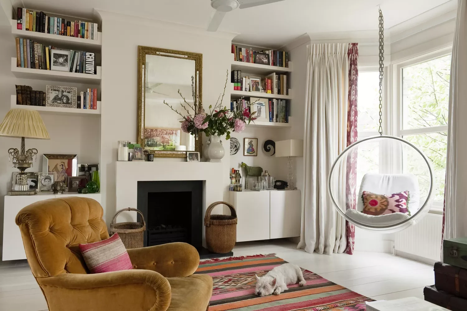 45 Brilliant Bay Window Ideas That Will Transform Your Home 28 Hang a Bubble Chair