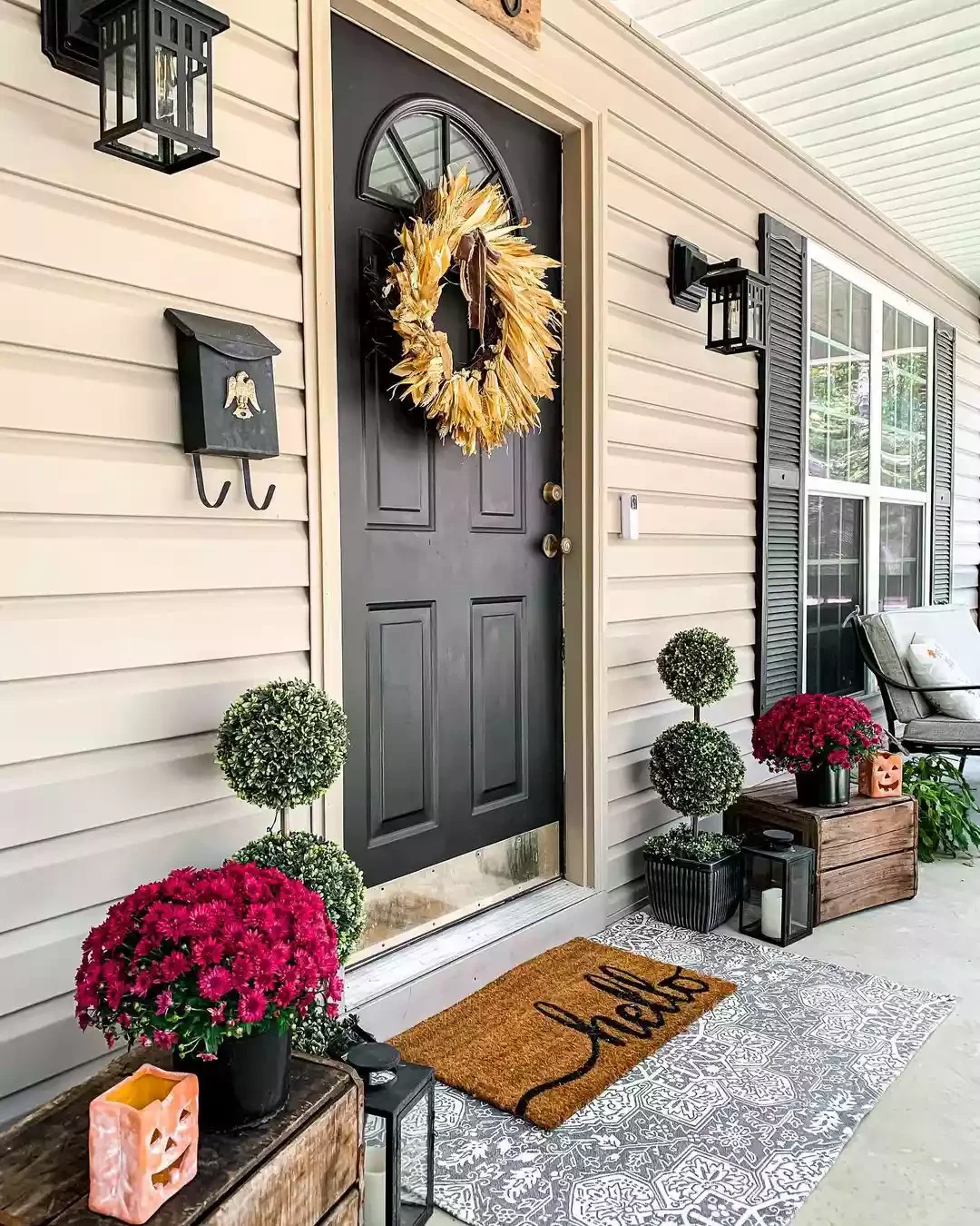 52 Autumn Front Porch Ideas That Will Transform Your Home's Entrance This Fall 37 Hang a Corn Wreath