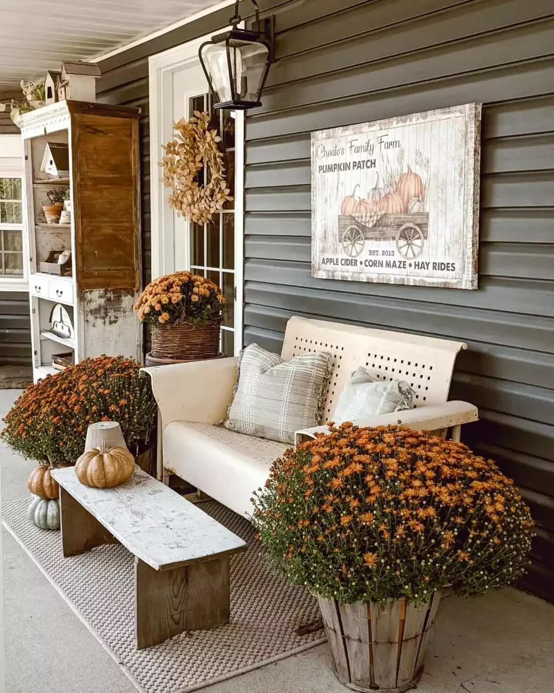 52 Autumn Front Porch Ideas That Will Transform Your Home's Entrance This Fall 47 Hang a Fall Sign