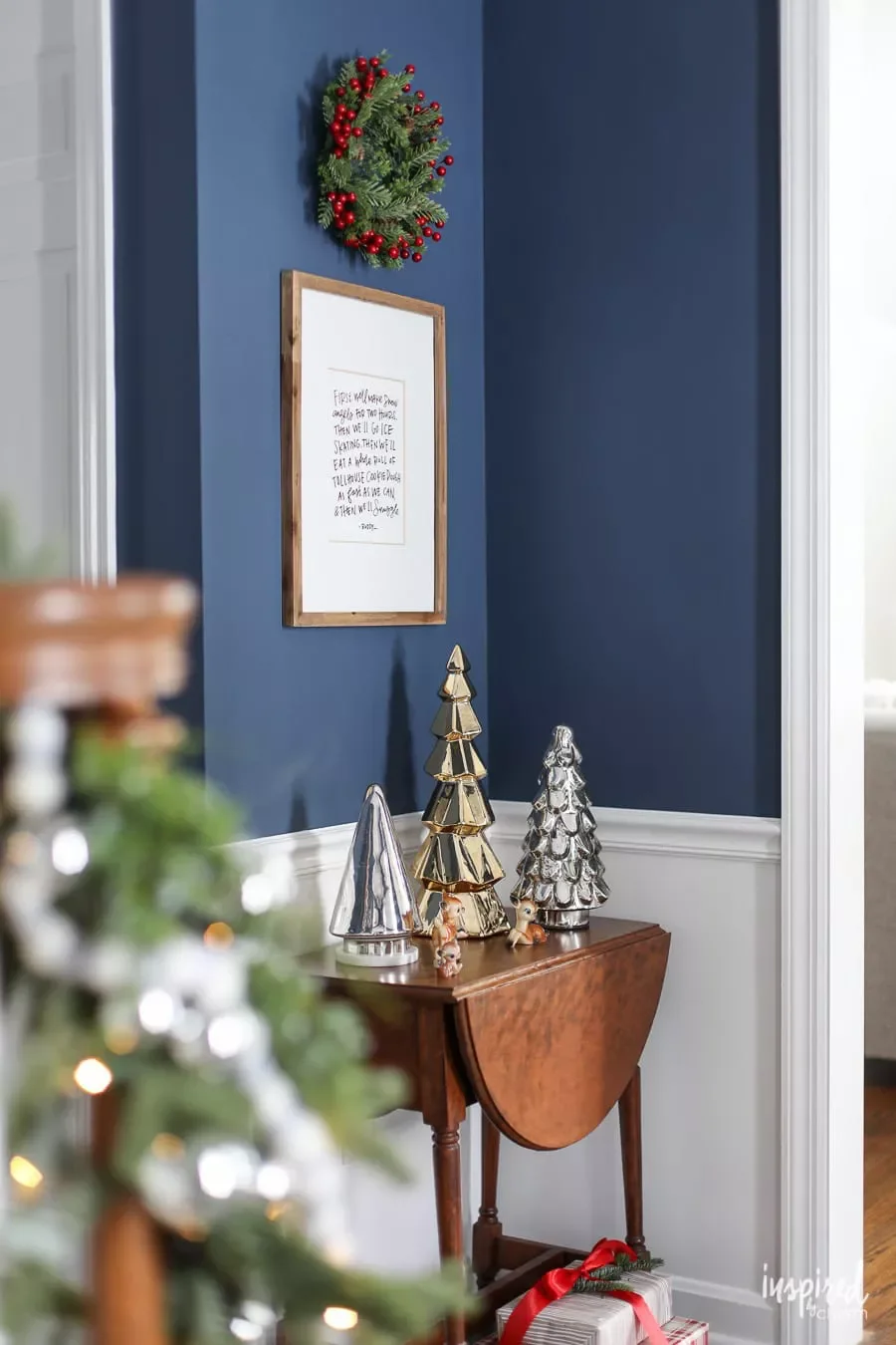 115 Stunning Christmas Decorating Ideas to Transform Your Home This Holiday Season Hang a Holiday Print