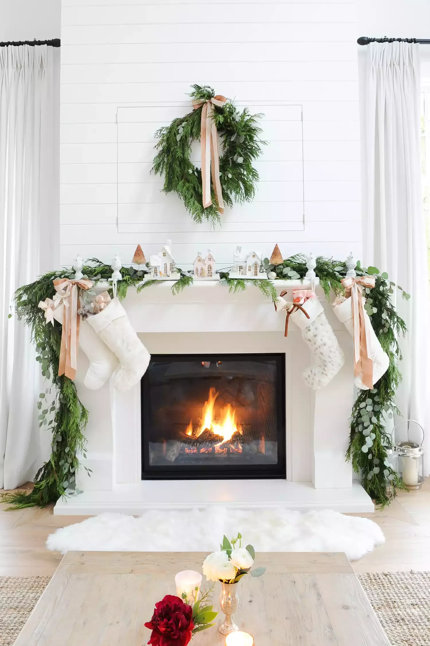 56 Magical Christmas Mantel Decorating Ideas to Transform Your Holiday Home 3 Hang a Holiday Wreath