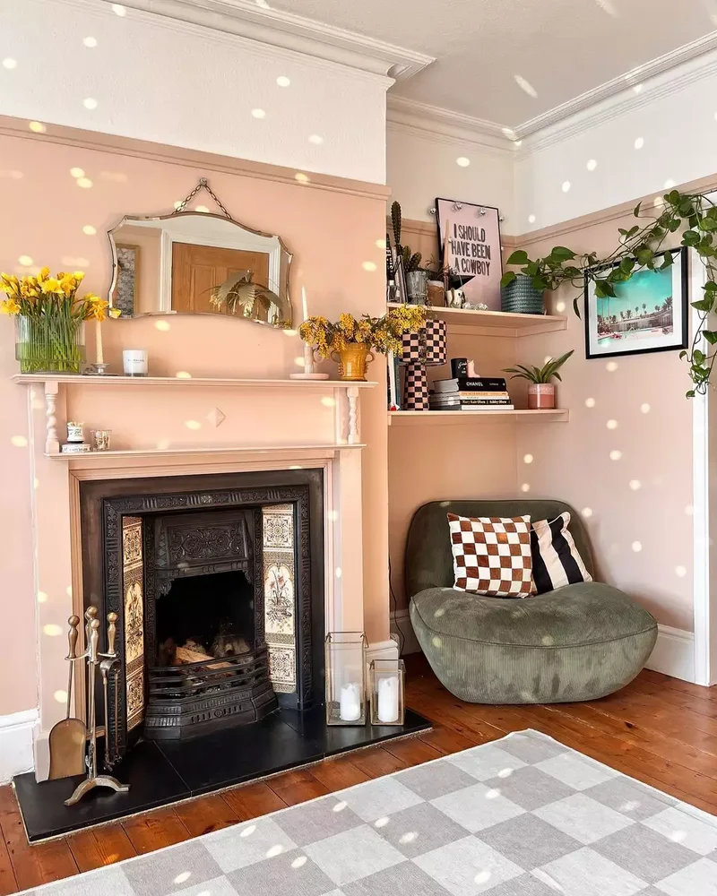 44 Beautiful Fireplace Mantel Styling Ideas 32 Hang a Mirror Higher Up